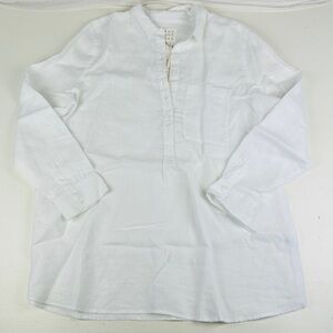 NOT MONDAY 100% Linen Button Shirt White Sz Large Brand New